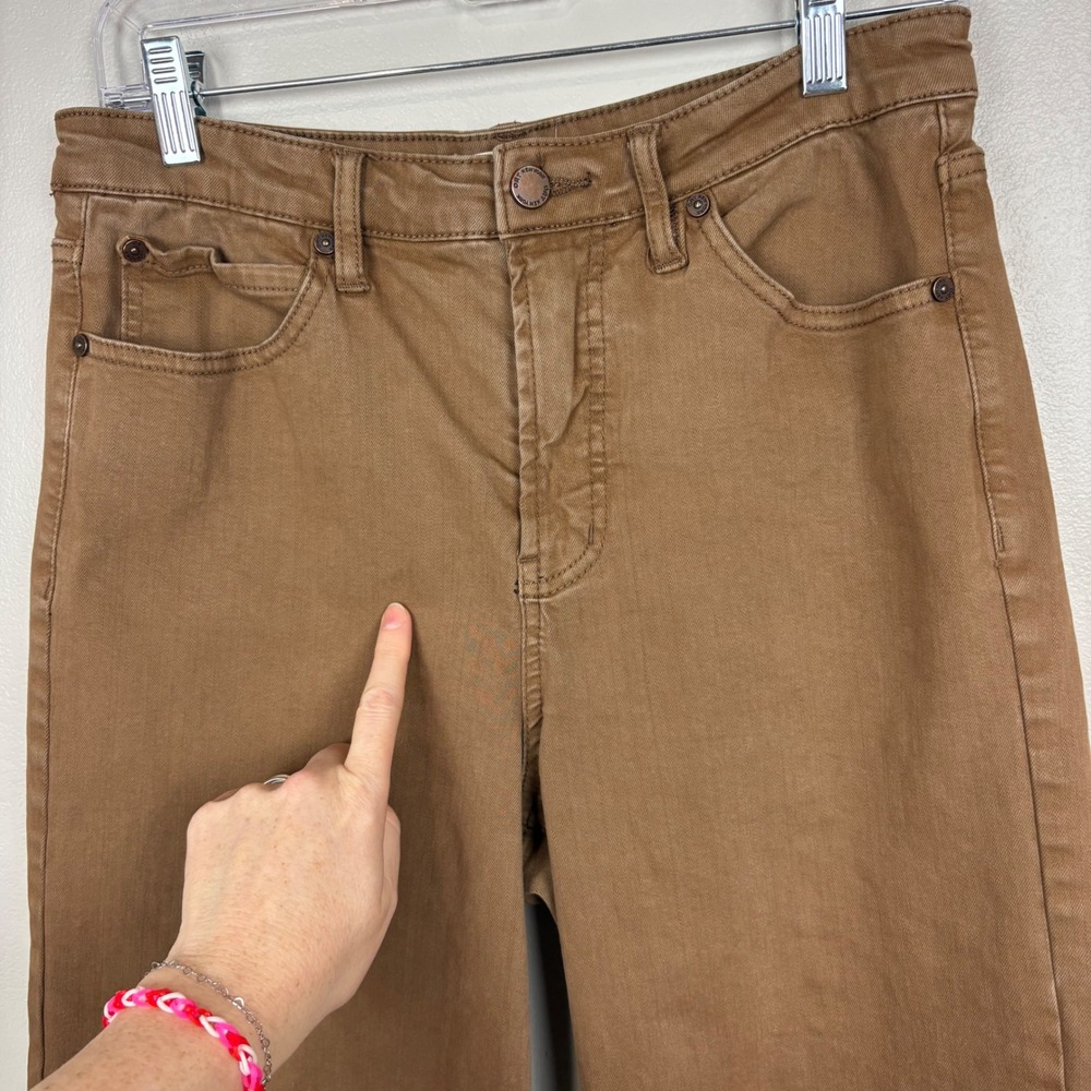 Oat New York‎ High Rise Wide Leg Cropped Jeans Size 8/29 Harvest Brown Raw Hems - Picture 13 of 14